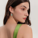Load image into Gallery viewer, Inpasne Women Leverback Earrings 925 Sterling Silver Princess Cut Halo Earrings Emerald May Birthstone Dangle Drop Earrings for Women Her Mom Wife
