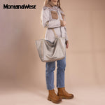 Load image into Gallery viewer, Montana West Oversized Tote Bag for Women Work Handbag Hobo Bag with Chain Handle and Rivets Decoration Pewter MWC-2751PT
