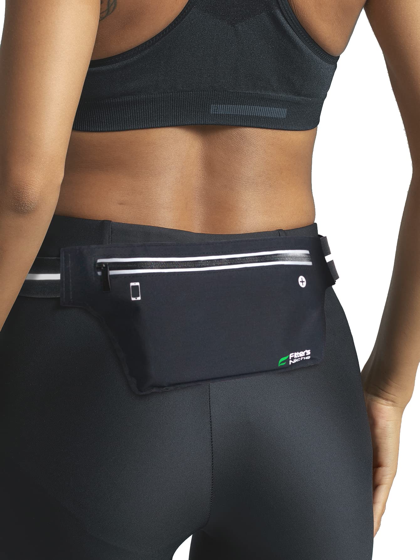 Fitter's Niche UltraSlim Fanny Waist Pack, Versatile for Men and Women, Bounce-less Sports Hiking Running Hip Bag, Extendable Belt, Infinite Black
