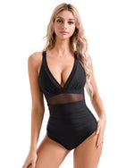 Load image into Gallery viewer, SUUKSESS Women Slimming Tummy Control One Piece Swimsuits Sexy Mesh High Waisted Monokini Bathing Suits (Black, L)
