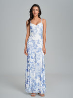 Load image into Gallery viewer, URYIAO Summer Floral Wedding Guest Maxi Dresses for Women Formal Ruffle Bodycon V Neck Cocktail Long Dress S Bluefloral
