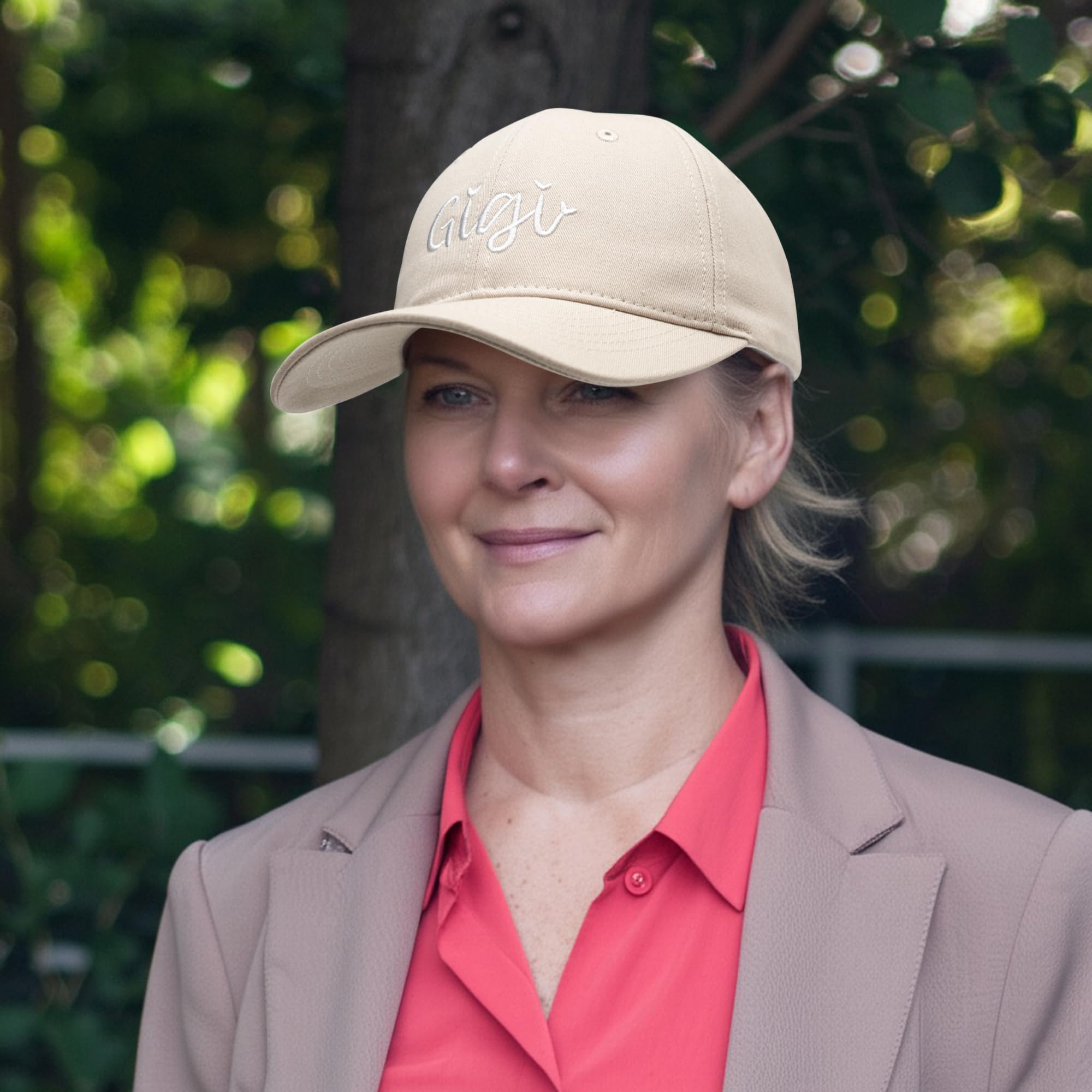 KOLWOVEN Gigi Baseball Hat, Embroidered Adjustable Cap for Women, for Gigi on Birthday, Mother’s Day (US, Alpha, One Size, Cream)