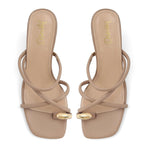 Load image into Gallery viewer, Dsevht Nude Strappy Kitten Heel Sandals Toe Ring Flip Flop Stiletto Low Short Thong Heels Slip On Square Open Toe Summer Dress Shoes for Women
