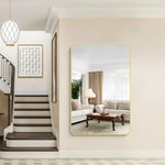 Load image into Gallery viewer, CIVENO 55&quot;x36&quot; Gold Bathroom Mirror, Large Rectangle Mirror, Rectangular Wall Mirror, Rounded Corner Vanity Mirror with Aluminum Metal Frame for Bathroom Bedroom Living Room
