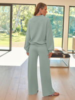 Load image into Gallery viewer, AUTOMET Lounge Sets for Women Sweatsuits 2 Piece Outfits 2025 Fall Drawstring Sweatshirt Wide Leg Sweatpants Tracksuit SageGreen XS
