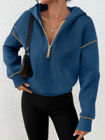 Load image into Gallery viewer, Trendy Queen Half Zip Pullover Hoodies for Women Y2k Cute Cropped Sweatshirts Jackets Fall Fashion 2025 Outfits Clothing Dark Blue M
