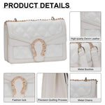 Load image into Gallery viewer, Aiqudou Quilted Crossbody Shoulder Bag for Women - Small Denim Chain Purse Leather Strap Fashion Casual Messenger Purse Bag(Mini White)
