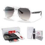 Load image into Gallery viewer, Ray-Ban RB4376 647711 57MM Transparent/Plastic Lens Grey Gradient Aviator Sunglasses for Men for Women +Bundle with Accessory Eyewear Kit
