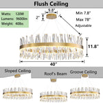 Load image into Gallery viewer, HAIXIANG Glam LED Chandelier 39.3 Inch Crystal Ring Chandeliers with Remote Dimmable LED Light Indoor Hanging Lights Luxury Ceiling Pendant Lighting Fixtures Living Dining Bedroom Gold Light
