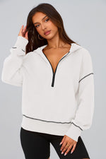 Load image into Gallery viewer, PRETTYGARDEN Women's 2025 Fall Hooded Sweatshirts Long Sleeve Half Zip Cropped Hoodies Pullover Winter Fashion Clothes (White,Medium)
