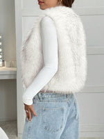 Load image into Gallery viewer, BTFBM Faux Fur Vest For Women 2025 Trendy Fall Sleeveless Cropped Fuzzy Jacket Fluffy Winter Coats Furry Vests Outerwear(White, Medium)
