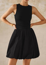 Load image into Gallery viewer, KIRUNDO Summer Bubble Dress for Women 2025 Casual Mini Spring Bodycon Cocktail Dresses Sleeveless Drop Waist Sundress Beach(Black, Large)
