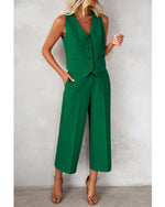 Load image into Gallery viewer, Luvamia Two-Piece Summer Set for Women - Green Medium Fits Size 8 / Size 10 - Perfect for Office, Brunch or Casual Wear
