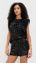 Load image into Gallery viewer, endless rose Women's Sequin Embellished Top, Black, S
