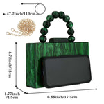 Load image into Gallery viewer, Acrylic Purses Evening Clutch Bag Marbling Handbags for Women Cross Body Bag with Pearl Chain Formal Wedding Prom Party (Dark Green)
