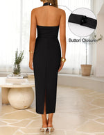Load image into Gallery viewer, ZESICA Women's 2026 Summer Sleeveless Midi Dress Halter Neck Backless Wedding Guest Cocktail Party Bodycon Long Dresses Black Medium

