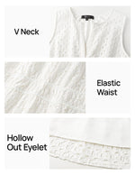 Load image into Gallery viewer, ZESICA Women's Summer Sleeveless Mini Dresses 2026 Spring V Neck Hollow Out Eyelet Flowy A Line Beach Vacation Sundress White Medium
