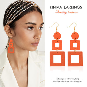 KINIVA Big Dangle Earrings for Women Trendy, Lightweight Boho Earrings Drop, Fashion Gifts for Christmas (38 Orange)