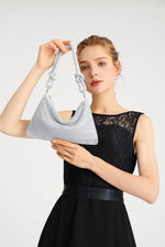Load image into Gallery viewer, YUWITA Rhinestone Purse for Women Evening Bag Glitter Sparkly Mini Handbags (Silver)
