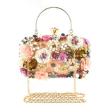 Load image into Gallery viewer, Lanpet Women Clutches Flower Evening Handbag Chain Strap Shoulder Bag Gold
