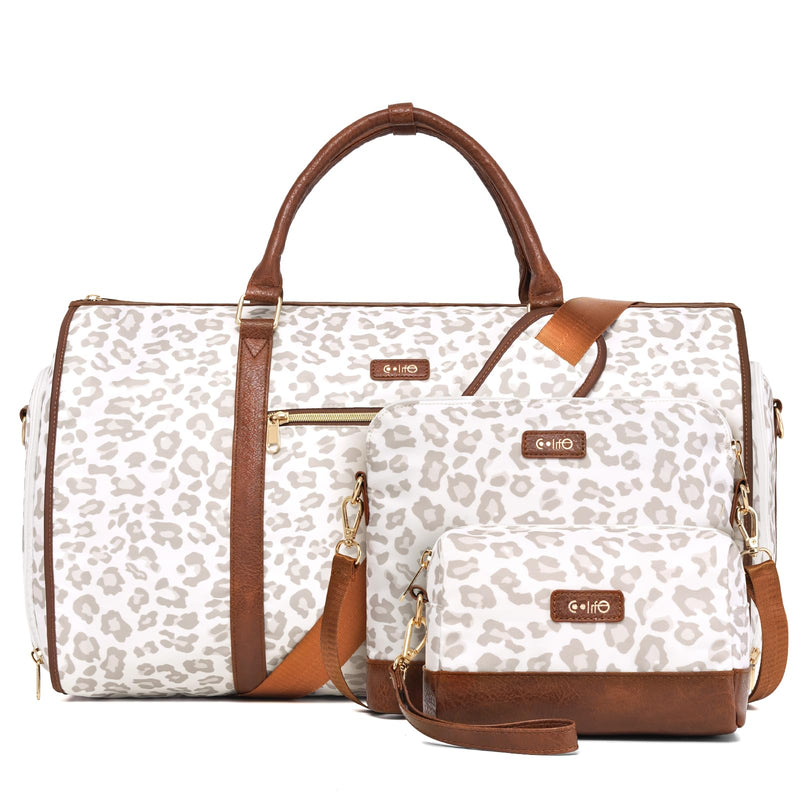 Coolife Garment Bag Travel Foldable Garment Duffel Bag Carry On Weekender Bag Suit Bag Dress Bag Convertible for Hanging Clothes Overnight Bag for Women Men Business Travel 3 Piece Set