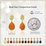 Load image into Gallery viewer, Jean Beau Gold Dainty Burgundy Red Dangle Drop Earrings for Women, Vintage Natural Red Gemstones Healing Teardrop Irregular Dangling Fold Earings Prom Wedding Accessories Fashion Jewelry Gift
