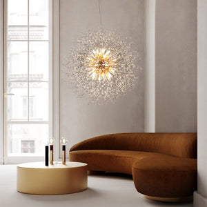 Isamacc Modern Crystal Chandelier Gold, 24-Light Large Firerwork Chandelier for Living Room, 39.3" Crystal Sputnik Pendant Lighting for Entry Hallway Foyer