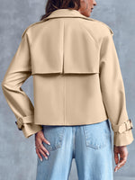 Load image into Gallery viewer, Saodimallsu Women Crop Double Breasted Trench Coat Raglan Sleeve Work Office Cropped Jacket With Pockets
