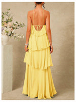 Load image into Gallery viewer, SOLY HUX Women's Sundresses Ruffle Layered Halter Flowy Maxi Dress Elegant Wedding Guest Dresses
