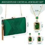 Load image into Gallery viewer, Jadive 3 Pcs Clutch Purses for Women Handbag Evening Purses Bag for Wedding Vintage Banquet Handbag Earrings Necklace Set(Emerald Green)
