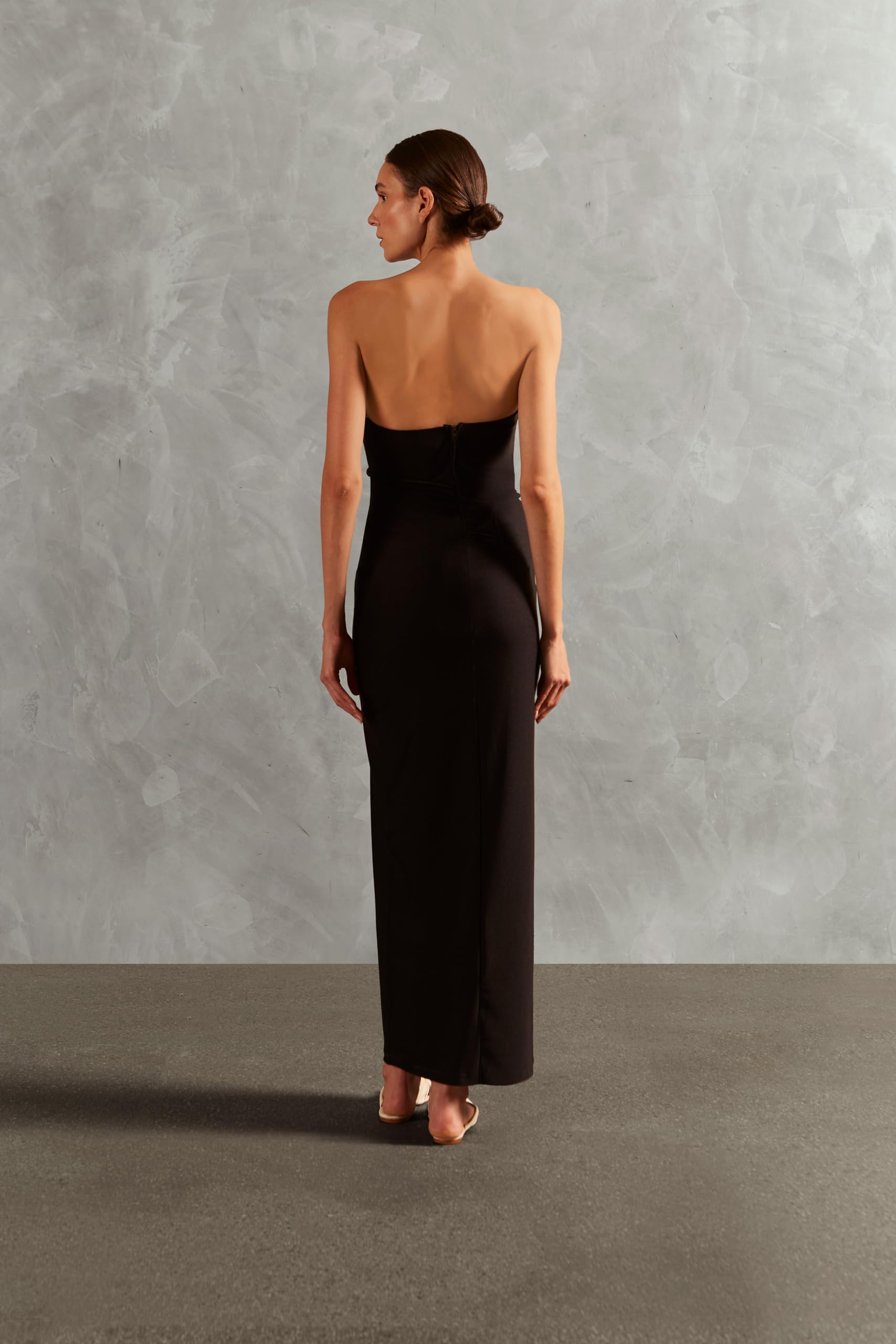Adriana Degreas, Waves Strapless Long Dress, S, Black
