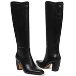 Load image into Gallery viewer, Oiamenne Knee High Boots for Women Soft Square Toe Chunky Heel Tall Boots Comfortable Wide Calf Long Boots with Side Zipper,Black Size 8.5
