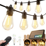 Load image into Gallery viewer, addlon 54FT(48+6) Solar String Lights Outdoor Waterproof with USB Charging &amp; Remote Control - Dimmable Solar Power Patio Lights with LED Bulbs for Porch, Garden, Yard, Market, Bistro - Last for 20+Hrs
