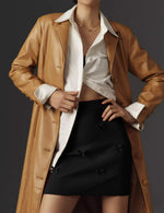 Load image into Gallery viewer, Ziqoty Women's Mini Skirt High Waist A-Line Stretch Knit Slim Fit Pencil Solid Skirts Cute Bow Front Skirt(Black-XS)
