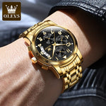 Load image into Gallery viewer, OLEVS Watches for Men,Mens Watches,Mens Gold Watch Big Large Face Black and Gold Waterproof Stainless Steel Dress Chronograph Luxury Water Resistant Fashion Roman Numerals Wrist Watch,Reloj Hombre
