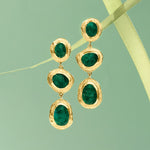 Load image into Gallery viewer, Ross-Simons 17.90 ct. t.w. Emerald Station Drop Earrings in 18kt Gold Over Sterling

