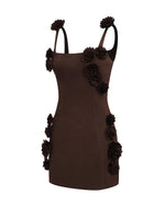 Load image into Gallery viewer, JW PEI Women&#39;s Elaina Pink Rosette Applique Mini Dress - Chocolate Brown
