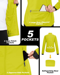 33,000ft Women's Zip Up Lightweight Athletic Workout Yoga Cycling Track Running Jacket Waterproof Windproof Reflective