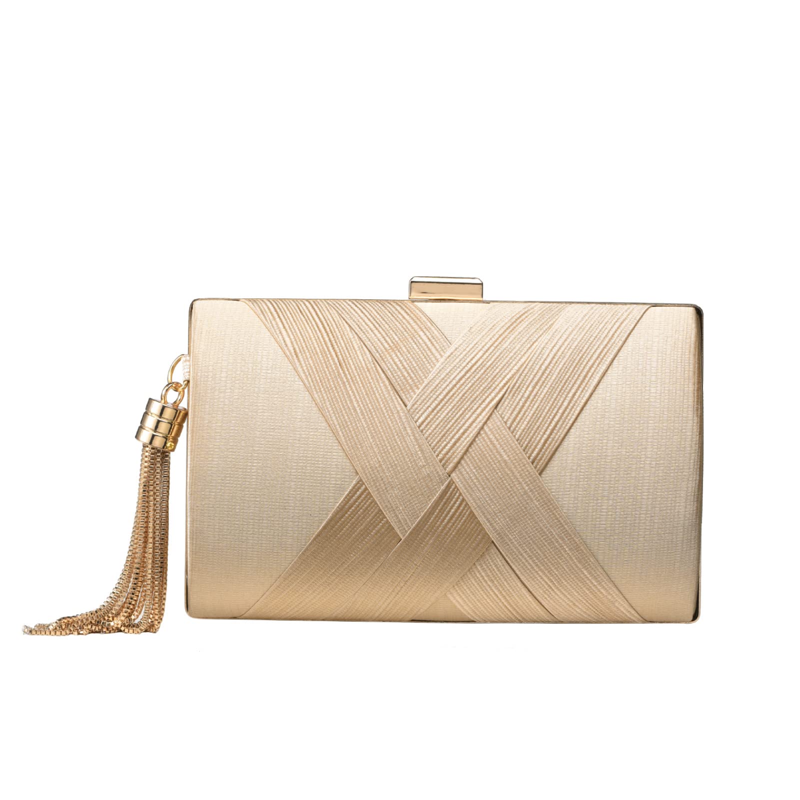 YAPAIOU Clutch Purses For Women Tassel Evening Clutch bag Cross Body & Shoulder Bag For Wedding Night out Party Champagne Gold