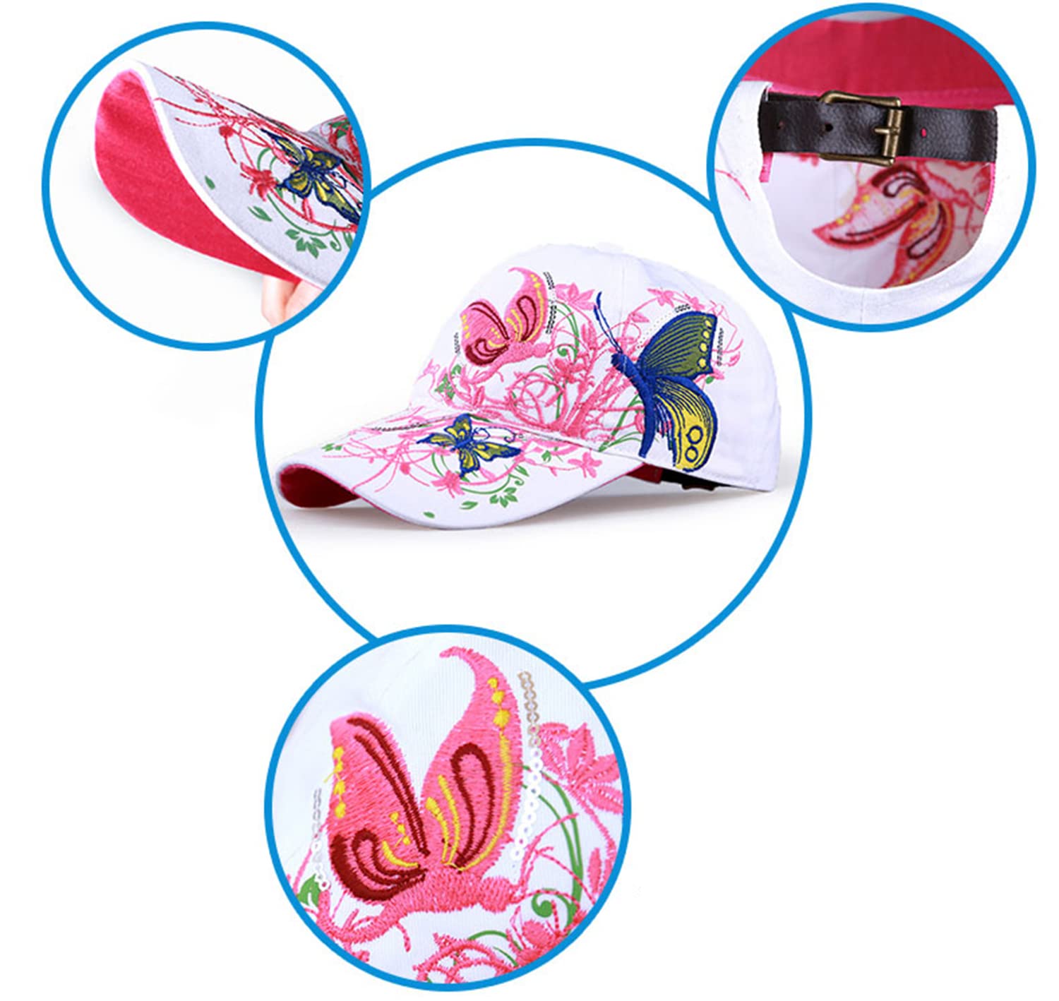 Trucker Hats California H Womens Hat Trendy Creativity Flowers Butterfly Sequins Embroidered Baseball Cap White