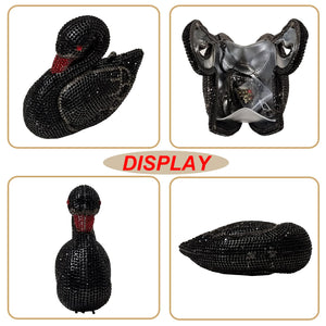 Elegant Swan Evening Purse Animal Crystal Clutch Women Minaudiere Handbag Party Luxury Rhinestone Bag(Black)