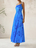 Load image into Gallery viewer, BTFBM Women Summer Floral Maxi Dresses Elegant Spaghetti Strap Dress Printed Party Dress Beach Long Dresses(Floral Blue,Medium)
