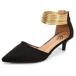 Load image into Gallery viewer, Trary Black Heels Women's Pumps Closed Pointed Toe Kitten Heels Comfortable Ankle Strap Pumps Party Suede Dress Shoes Size 6
