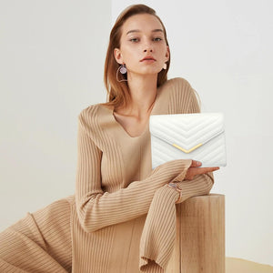 KKXIU Women Formal PU leather Evening Envelope Clutch Purses and Handbags for Party Wedding Prom Bridal (A-White)