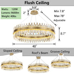 Load image into Gallery viewer, HAIXIANG Glam Crystal Chandelier 40 Inch Ring Chandeliers with Remote Dimmable LED Light Adjustable Hanging Lights Luxury Ceiling Pendant Lighting Fixtures for Living Dining Bedroom Foyer Gold Light
