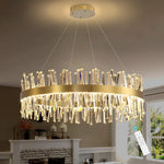 Load image into Gallery viewer, HAIXIANG Glam LED Chandelier 39.3 Inch Crystal Ring Chandeliers with Remote Dimmable LED Light Indoor Hanging Lights Luxury Ceiling Pendant Lighting Fixtures Living Dining Bedroom Gold Light
