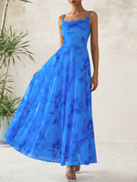 Load image into Gallery viewer, BTFBM Women Summer Floral Maxi Dresses Elegant Spaghetti Strap Dress Printed Party Dress Beach Long Dresses(Floral Blue,Medium)
