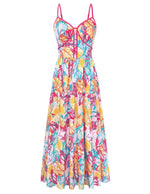 Load image into Gallery viewer, GRACE KARIN 2026 Women's Spaghetti Vacation Sundress Summer Beach Flowy Boho Floral Maxi Dresses with Pockets Orange White Floral M
