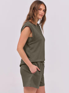 ANRABESS Two Piece Sets for Women 2025 Summer Short Lounge Set Casual Beach Vacation Outfits Spring Sweatsuits Tracksuit Army Green Medium