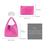 Load image into Gallery viewer, LMKIDS Women Vegan Leather Hand-Woven Tote Handbag Fashion Shoulder Top-handle Bag All-Match Underarm Bag with Purse (Rose Red)
